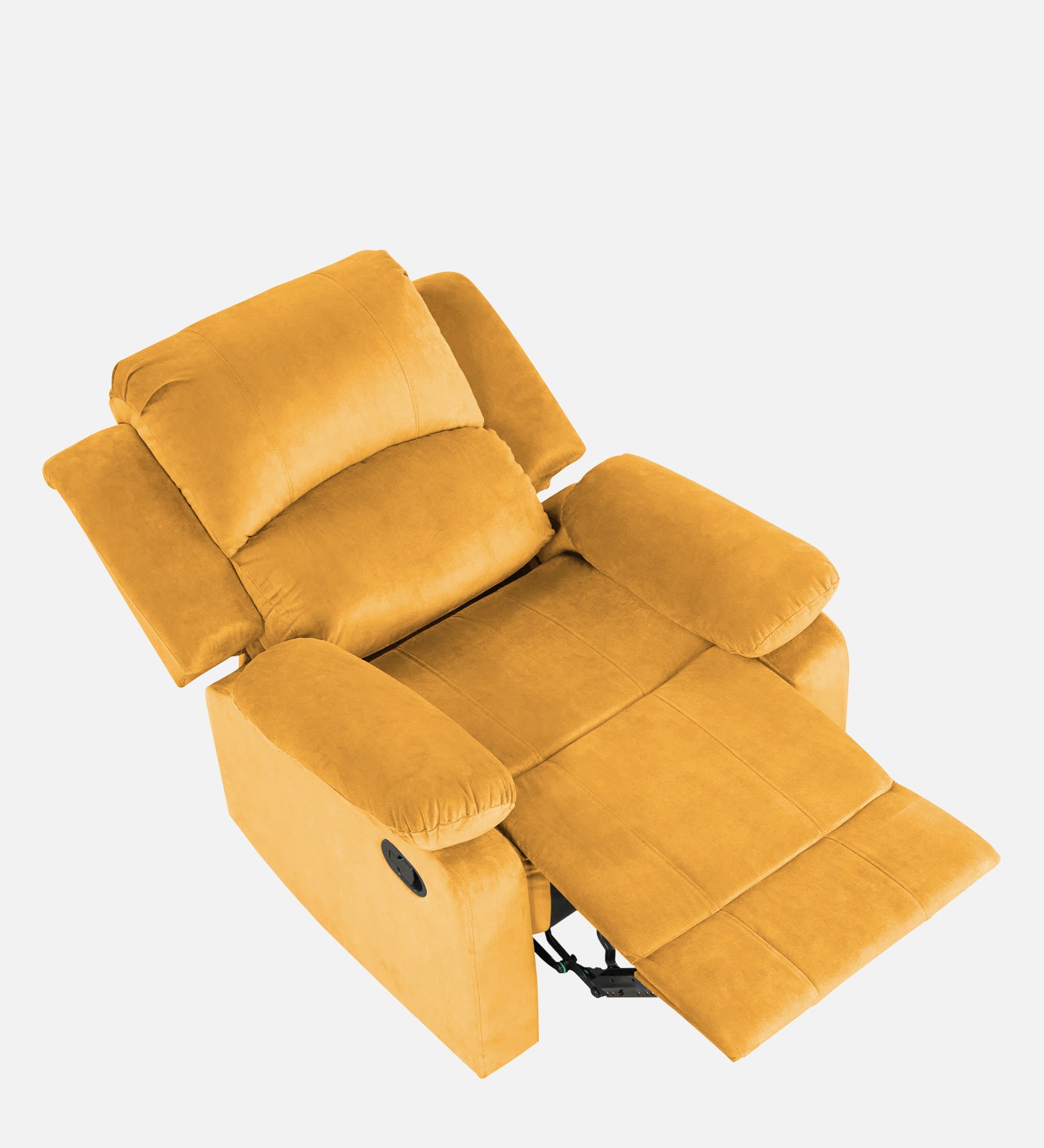 Henry Velvet Manual 1 Seater Recliner In Turmeric Yellow Colour