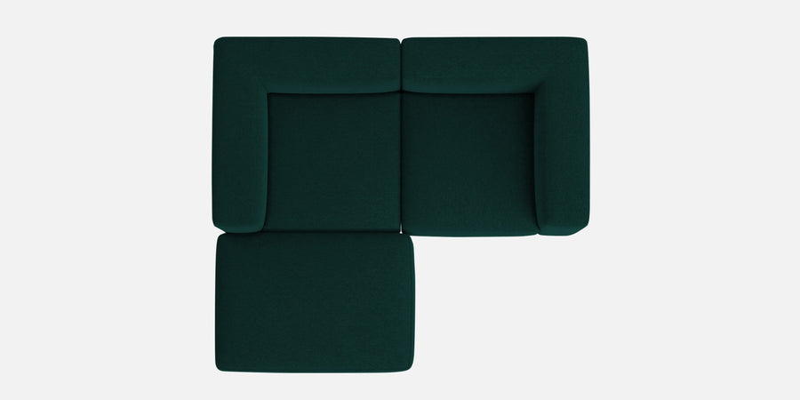 Dora Velvet Rhs Sectional Sofa 2 Ottoman Lounger In Forest Green Colour - Febonic Living
