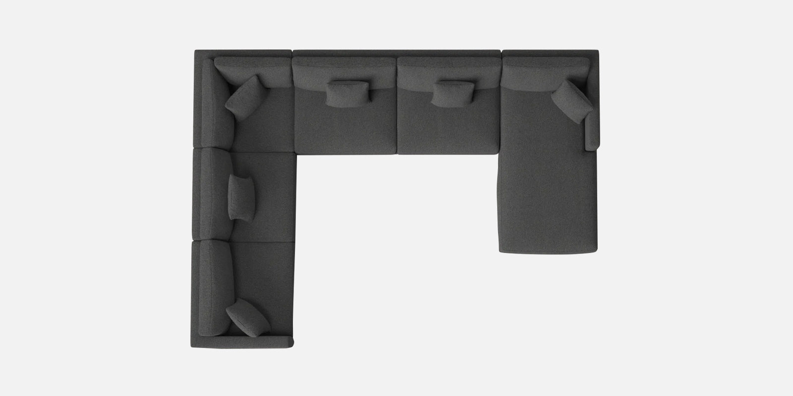 Carlin Fabric LHS 8 Seater Sectional Sofa In Charcoal Grey Colour