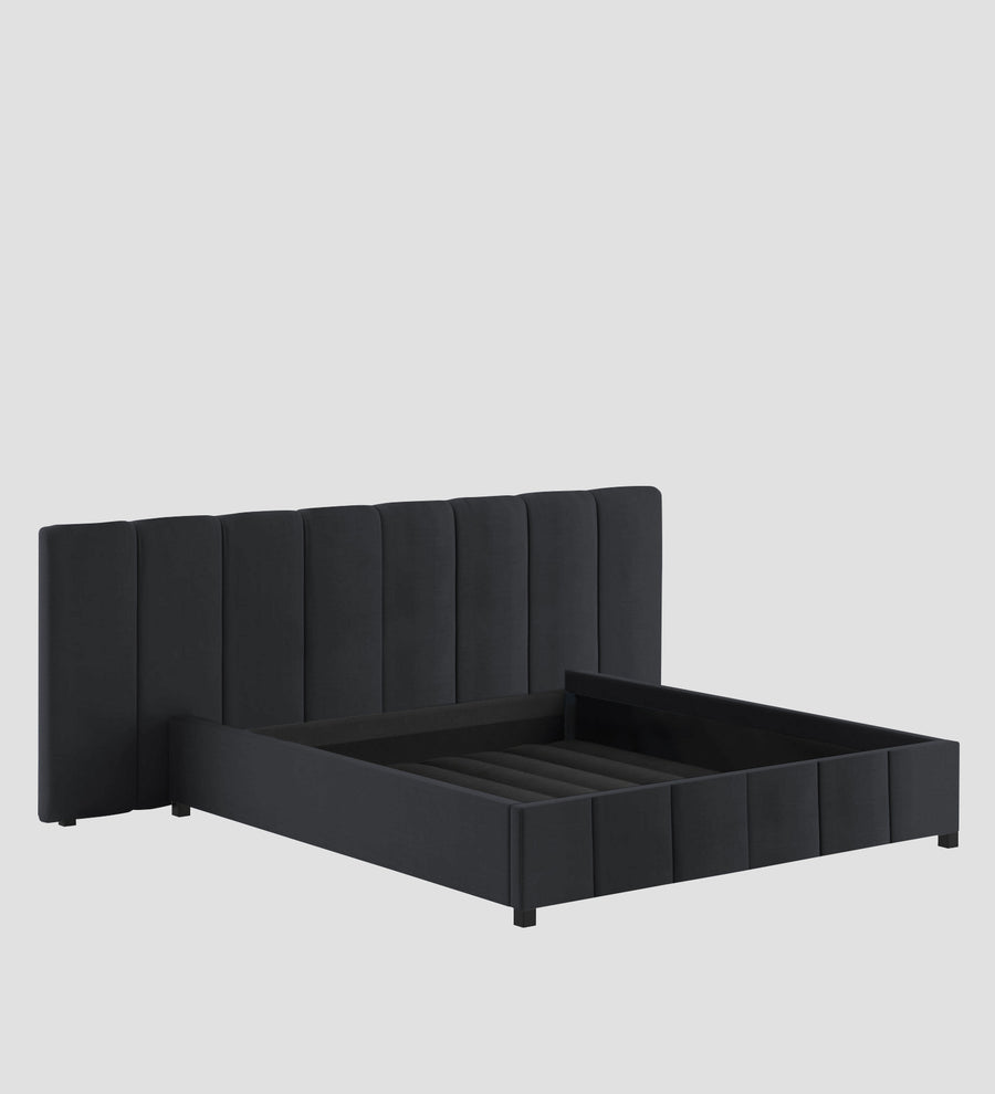 Nora Fabric Upholstered King Size Bed In Charcoal Grey Colour With Box Storage - Febonic Living
