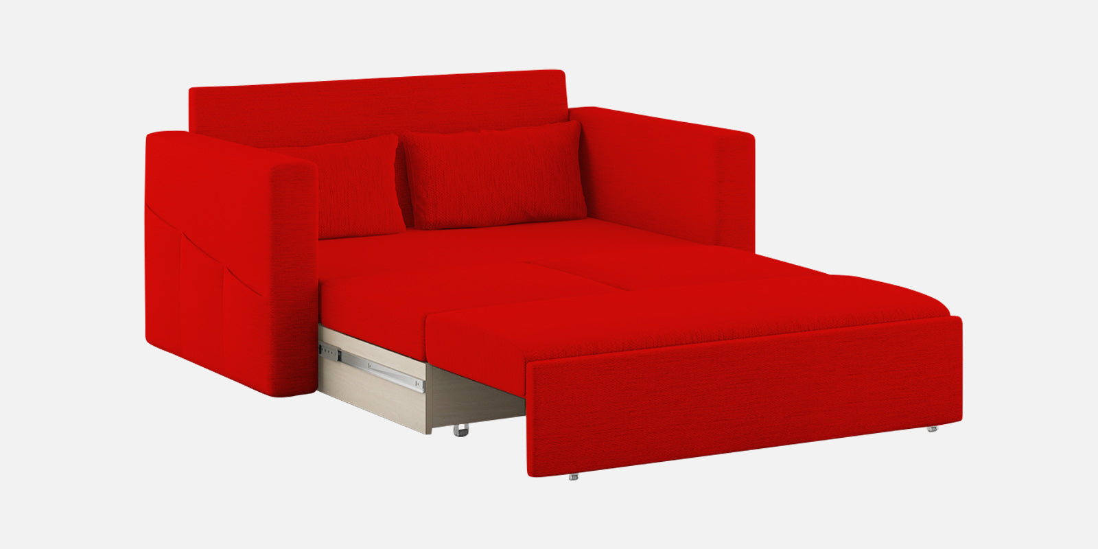 River Fabric 2 Seater Pull Out Sofa Cum Bed In Ruby Red Colour