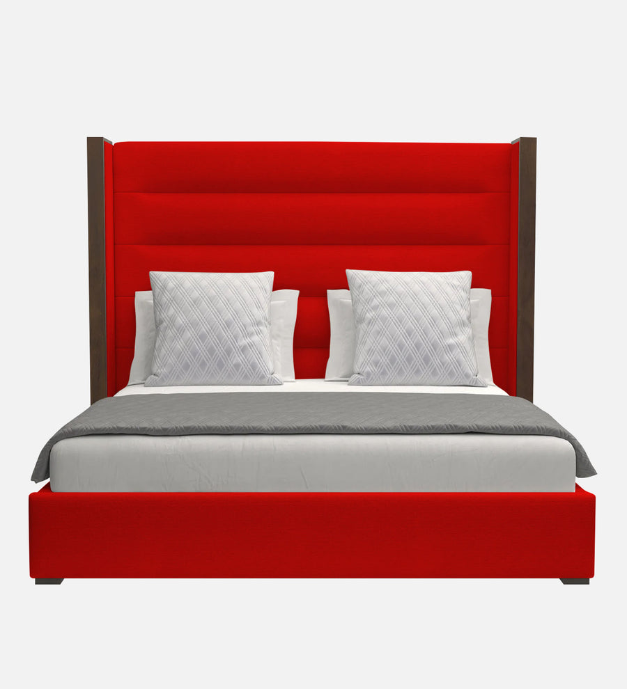 Sunny Fabric Upholstered Queen Size Bed In Ruby Red Colour - Febonic Living