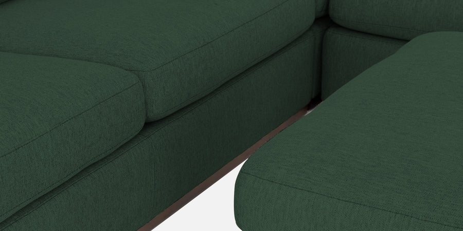 Freedom Velvet 6 Seater Lhs Corner Sofa In Amazon Green Colour With Ottoman - Febonic Living