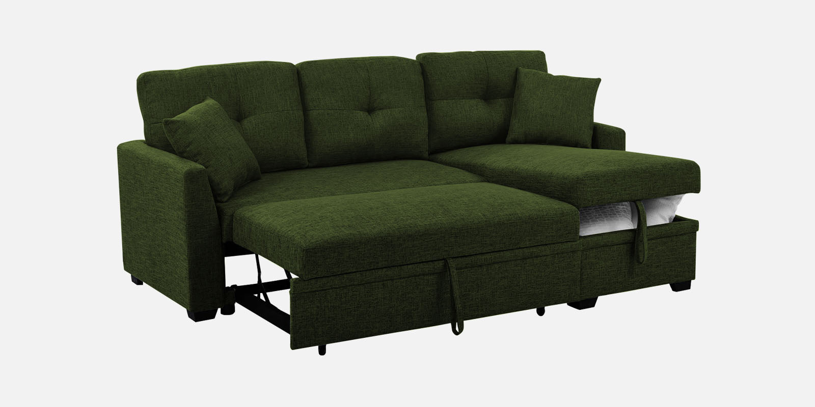 Jody Fabric 3 Seater Pull Out Sofa Cum Bed In Light Green Colour