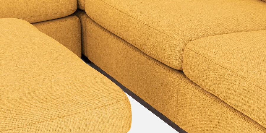 Freedom Velvet 6 Seater Rhs Corner Sofa In Turmeric Yellow Colour With Ottoman - Febonic Living