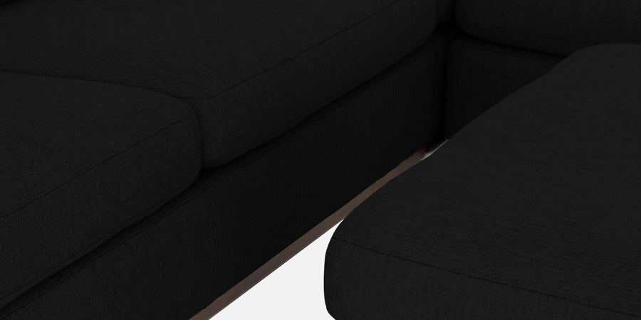 Freedom Velvet 6 Seater Lhs Corner Sofa In Adam Black Colour With Ottoman - Febonic Living