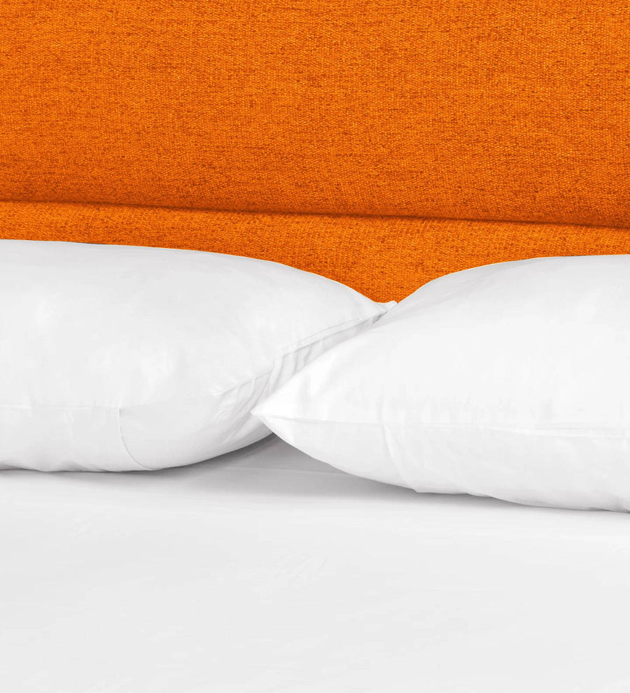 Pollen Fabric Upholstered Queen Size Bed In Vivid Orange Colour - Febonic Living