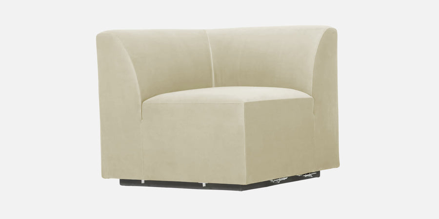 Bufa Velvet Rhs Sectional Sofa In Warm White Colour With Ottoman - Febonic Living