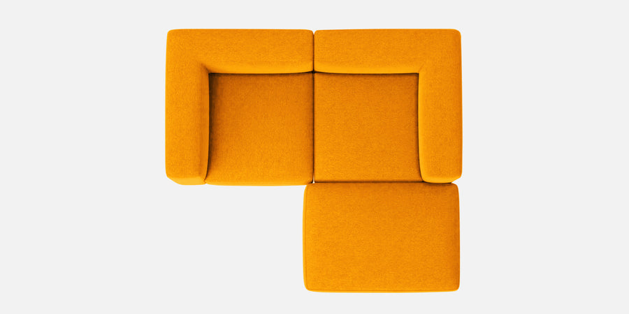 Dora Velvet Lhs Sectional Sofa 2 Ottoman Lounger In Saffron Yellow Colour - Febonic Living