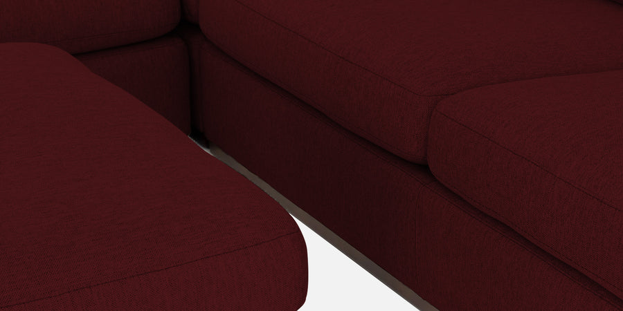 Freedom Velvet 6 Seater Rhs Corner Sofa In Blood Maroon Colour With Ottoman - Febonic Living