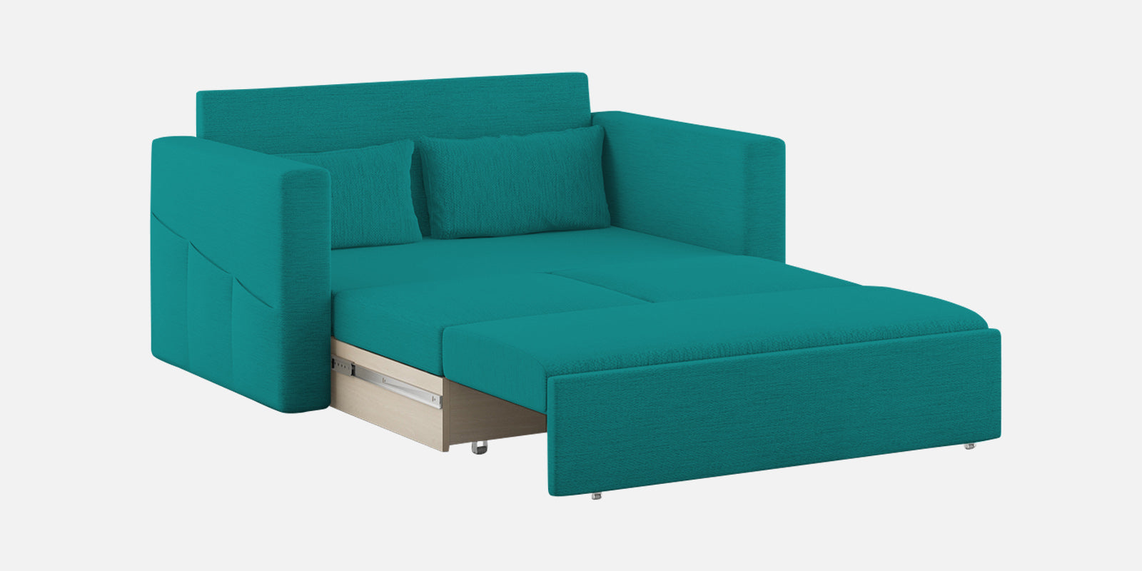 River Fabric 2 Seater Pull Out Sofa Cum Bed In Sea Green Colour