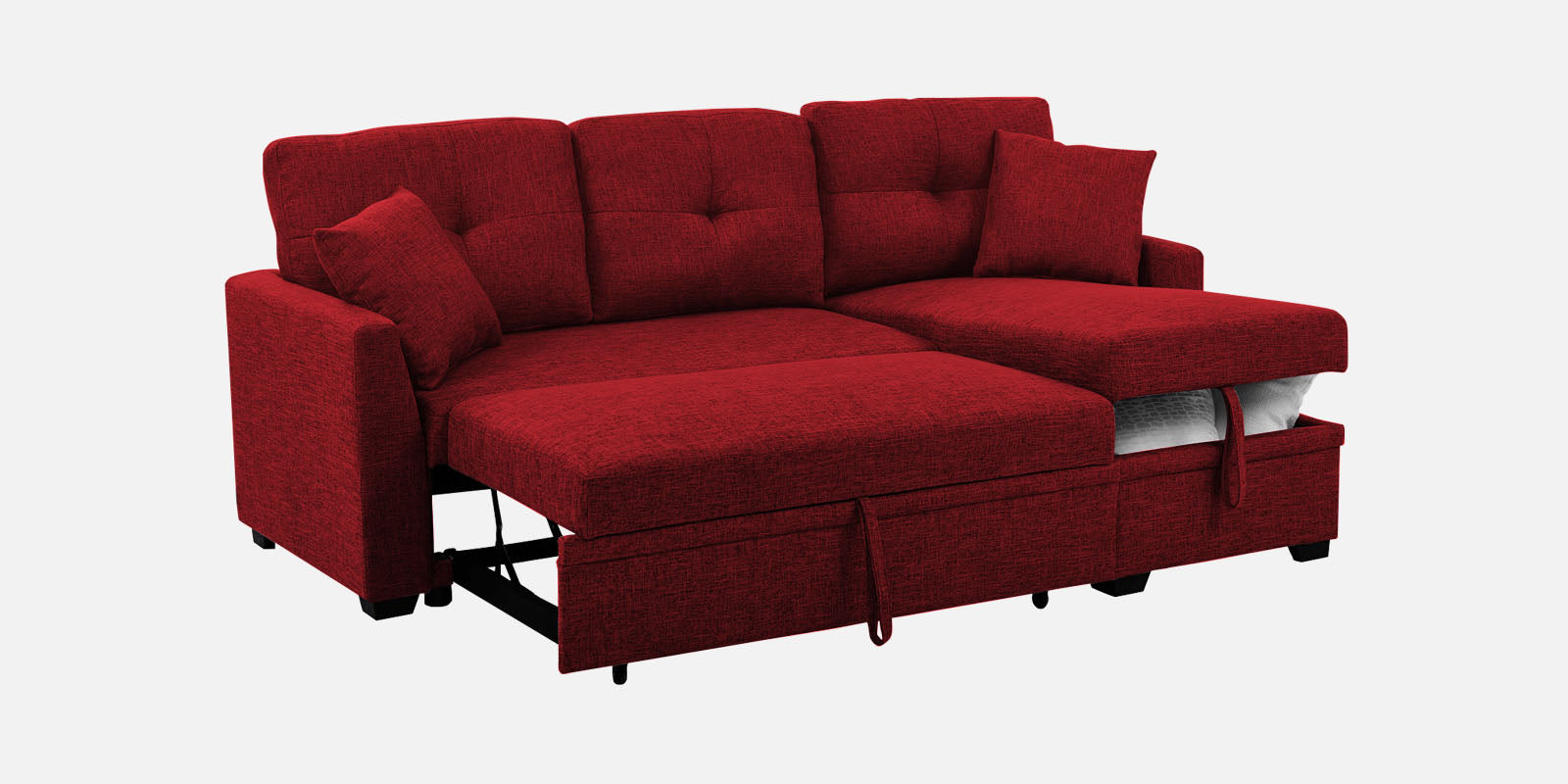 Jody Fabric 3 Seater Pull Out Sofa Cum Bed In Blood Maroon Colour