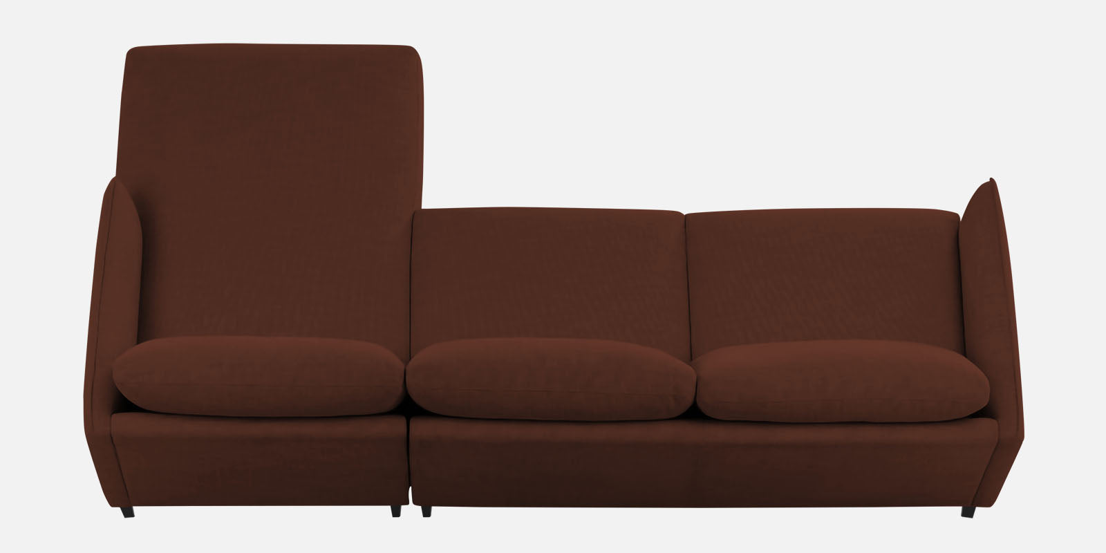 Piku Fabric LHS Sectional Sofa (3+Lounger) in Coffee Brown Colour