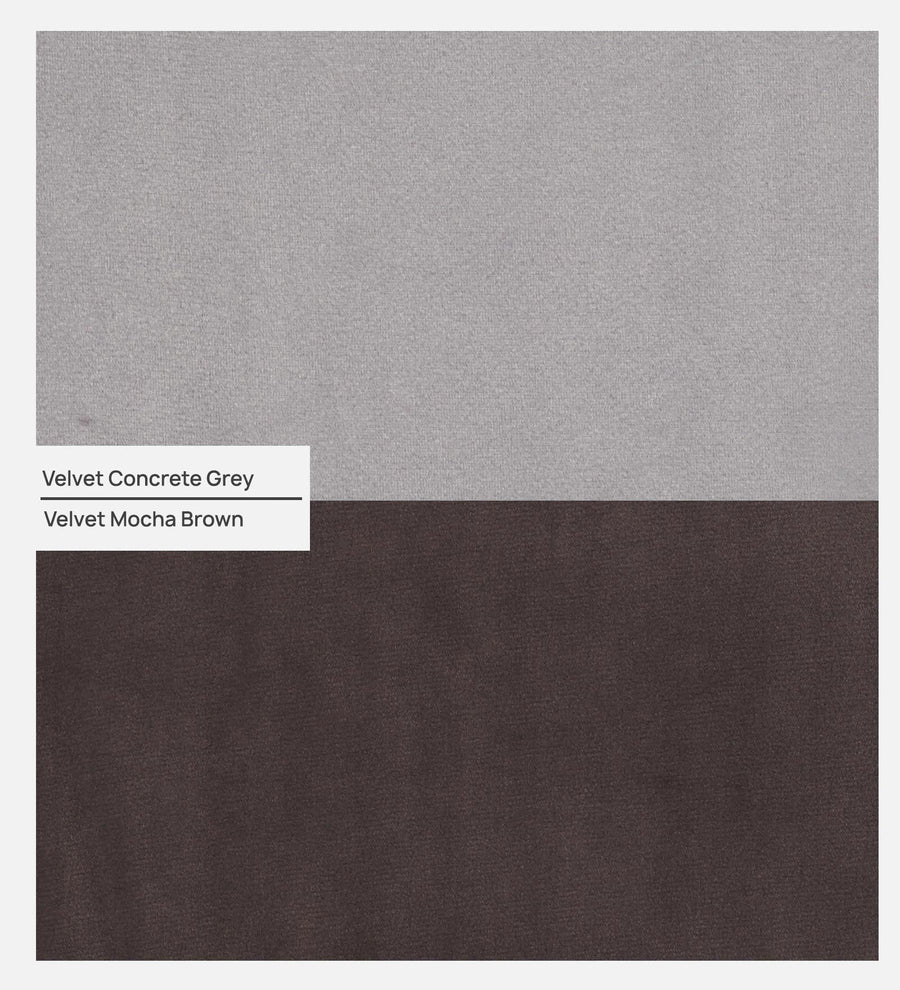Jordan Velvet 1 Seater Sofa In Mocha Brown And Concreate Grey Colour - Febonic Living