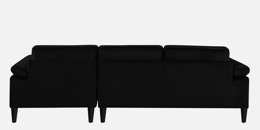 Vegas Velvet Lhs Sectional Sofa 3 Lounger In Adam Black Colour - Febonic Living