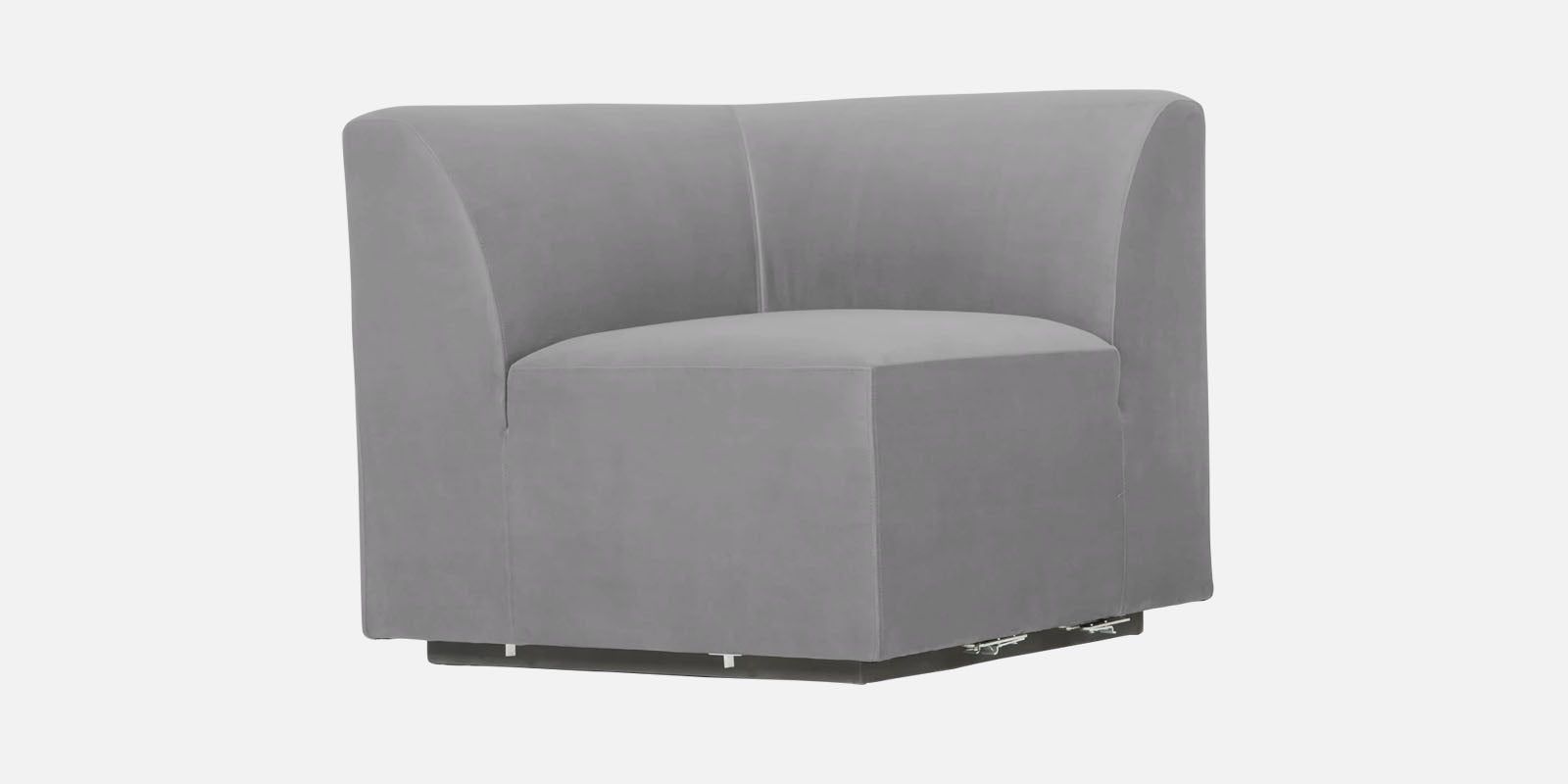 Bufa Velvet RHS Sectional Sofa In Light Grey Colour With Ottoman