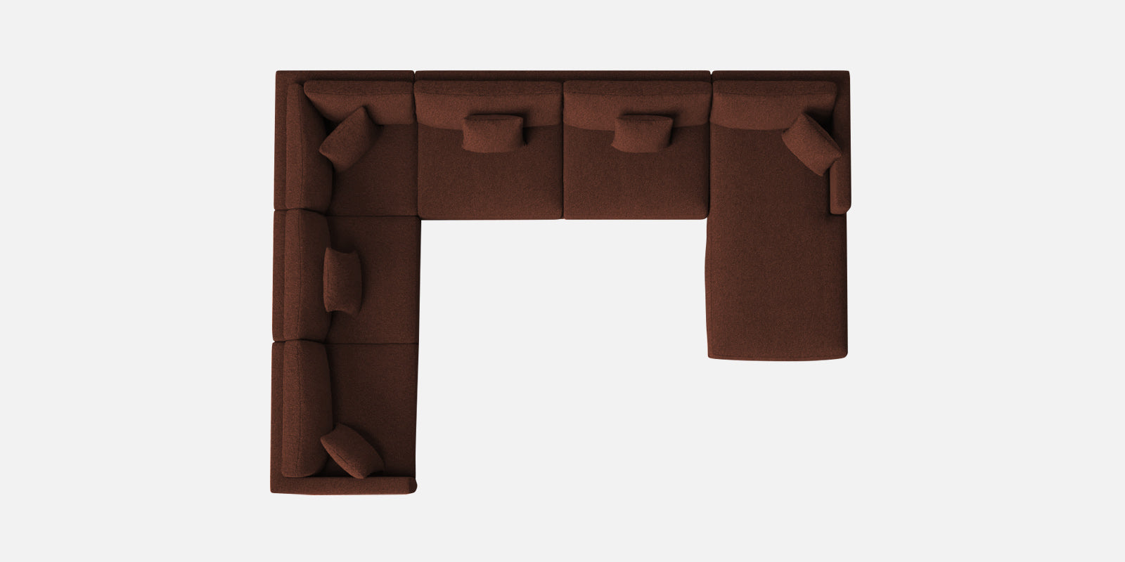 Carlin Fabric LHS 8 Seater Sectional Sofa In Coffee Brown Colour