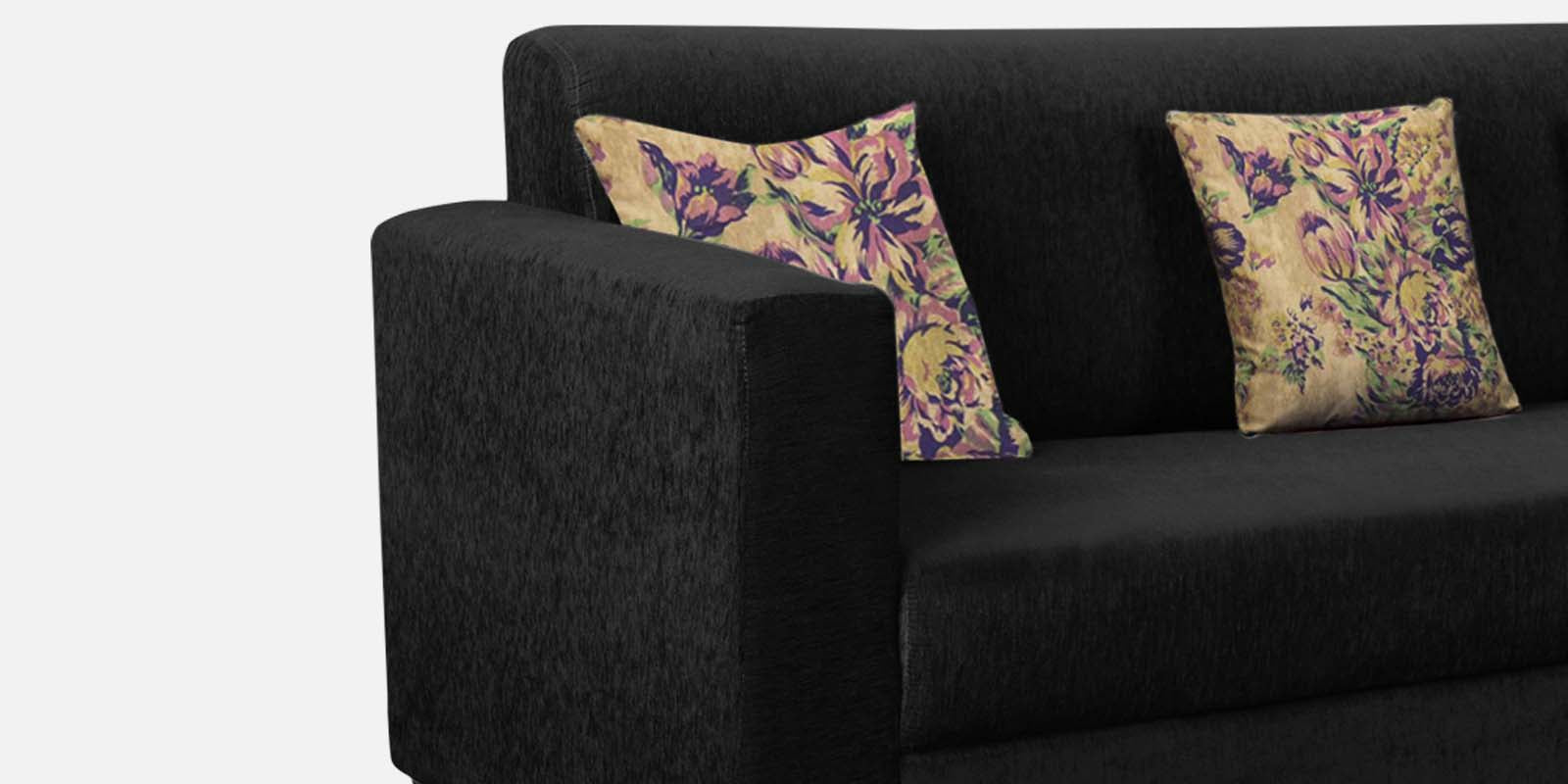 Lipu Fabric 3 Seater Sofa in Zed Black Colour