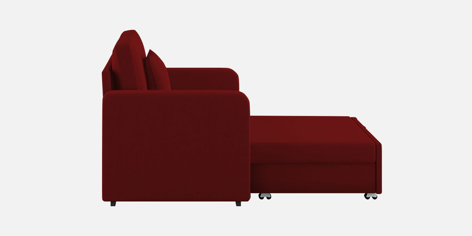 Rocky Fabric 2 Seater Pull Out Sofa Cum Bed In Blood Maroon Colour With Storage