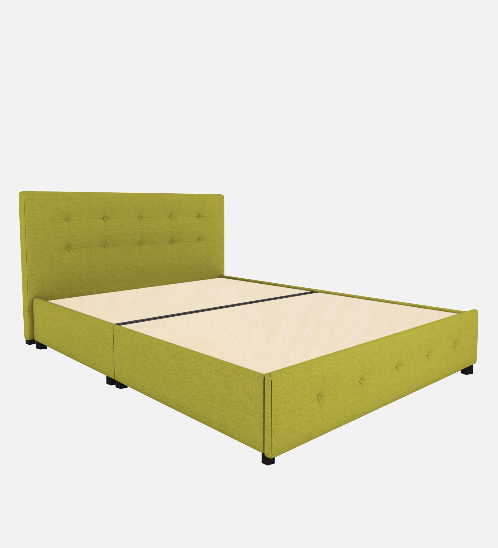 Lido Fabric Queen Size Bed In Parrot Green Colour With Storage