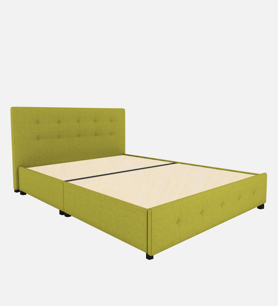 Lido Fabric Upholstered Queen Size Bed In Parrot Green Colour With Drawer Storage - Febonic Living