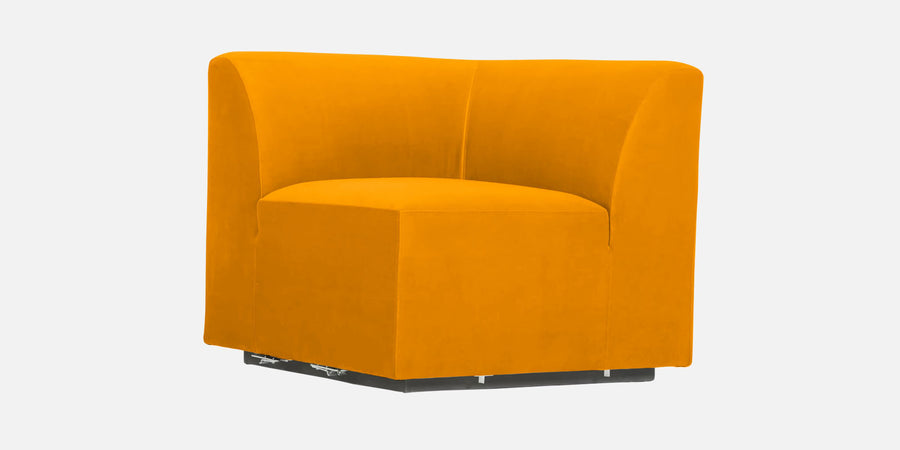 Bufa Velvet Lhs Sectional Sofa In Saffron Yellow Colour With Ottoman - Febonic Living