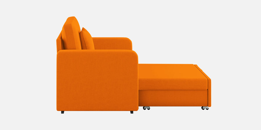 Rocky Fabric 2 Seater Pull Out Sofa Cum Bed In Vivid Orange Colour With Storage - Febonic Living