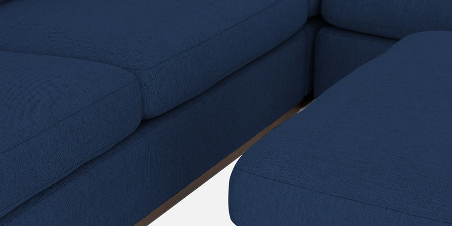 Freedom Velvet 6 Seater Lhs Corner Sofa In Imperial Blue Colour With Ottoman - Febonic Living