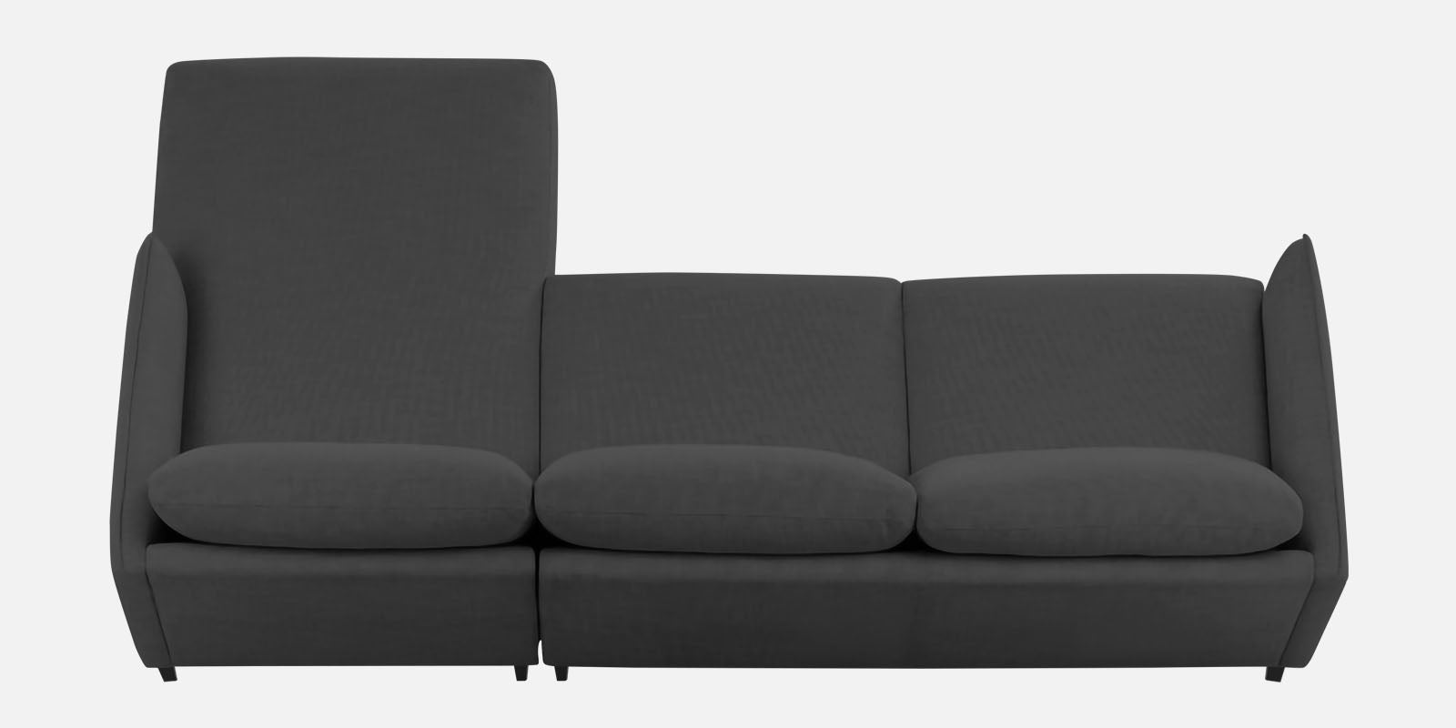 Piku Fabric LHS Sectional Sofa (3+Lounger) in Charcoal Grey Colour