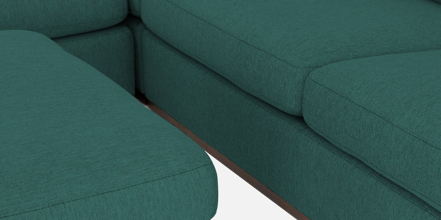 Freedom Velvet 6 Seater Rhs Corner Sofa In Pine Green Colour With Ottoman - Febonic Living