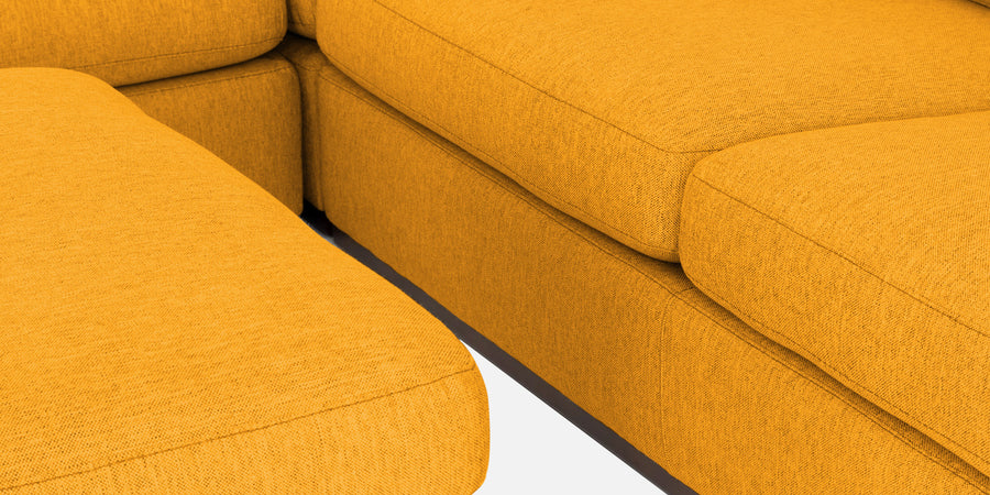 Freedom Velvet 6 Seater Rhs Corner Sofa In Safforn Yellow Colour With Ottoman - Febonic Living