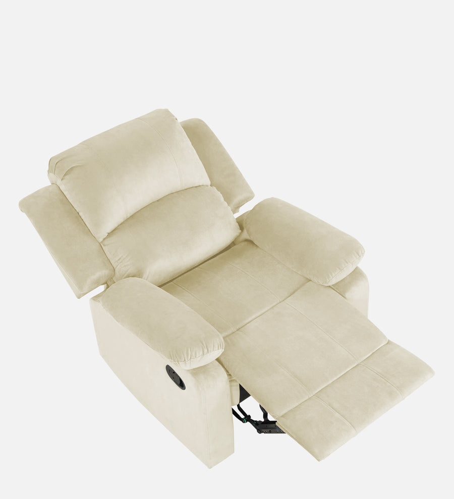 Lexi Fabric 1 Seater Motorized Recliner In Warm White Colour - Febonic Living