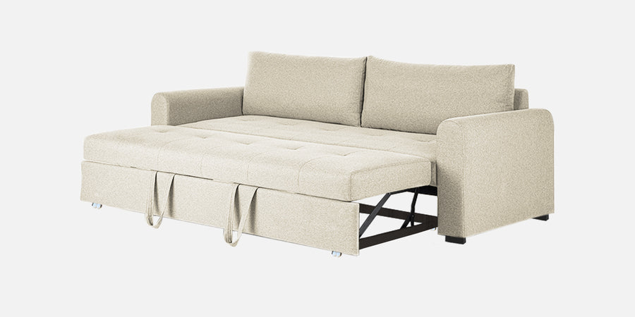Sigma Fabric 3 Seater Pull Out Sofa Cum Bed In Ivory Cream Colour - Febonic Living
