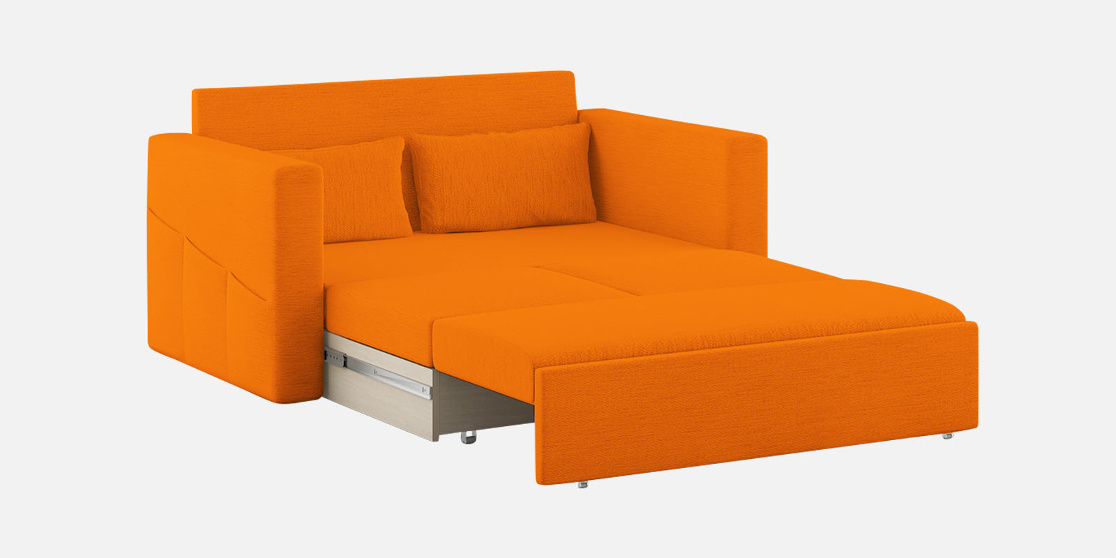 River Fabric 2 Seater Pull Out Sofa Cum Bed In Vivid Orange Colour