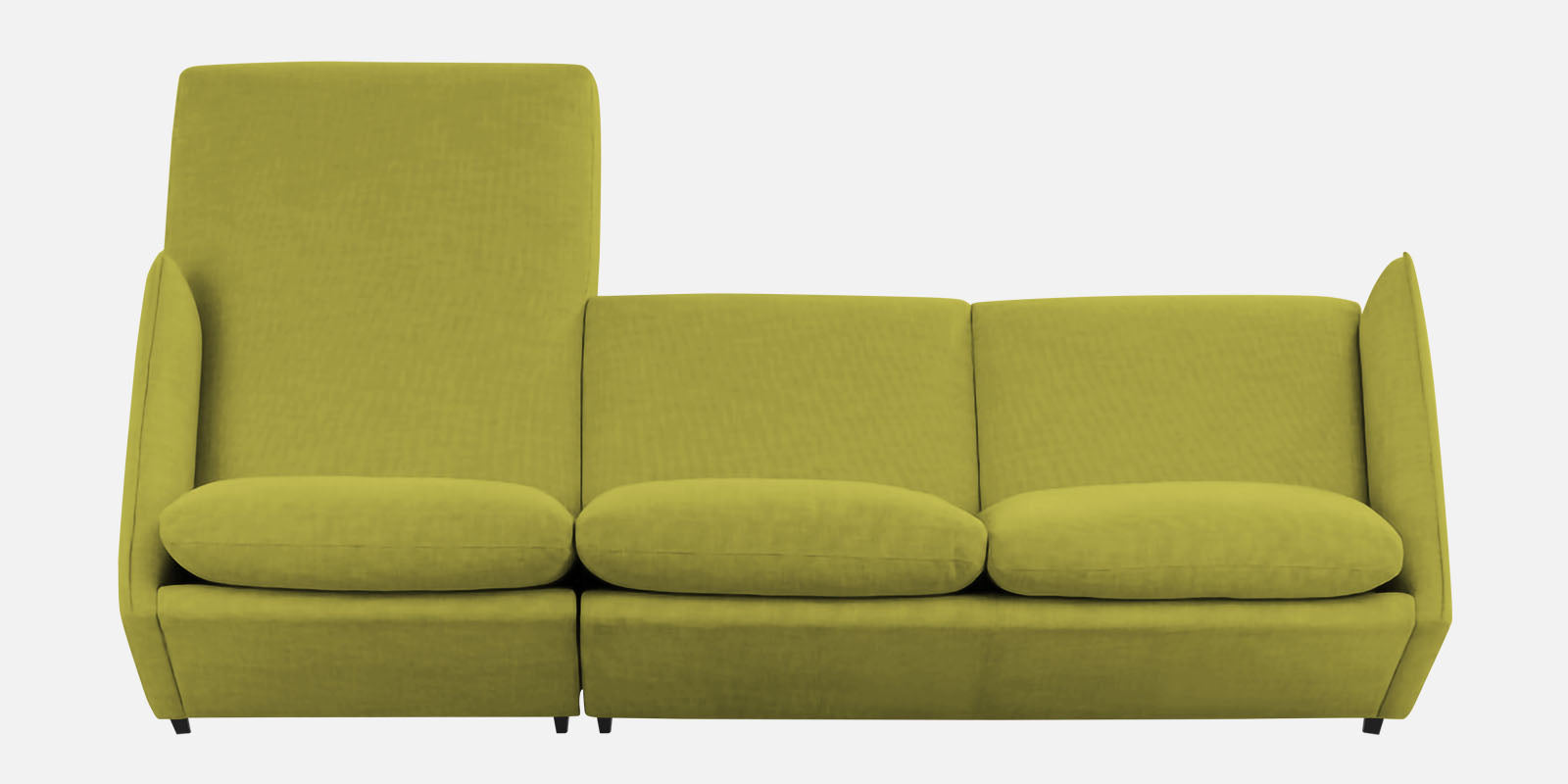 Piku Fabric LHS Sectional Sofa (3+Lounger) in Parrot Green Colour