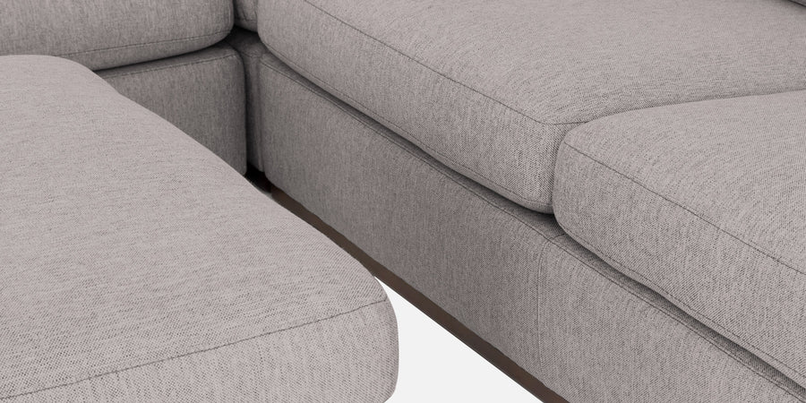 Freedom Velvet 6 Seater Rhs Corner Sofa In Pearl Grey Colour With Ottoman - Febonic Living