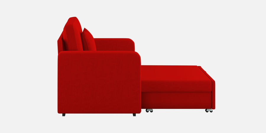 Rocky Fabric 2 Seater Pull Out Sofa Cum Bed In Ruby Red Colour With Storage - Febonic Living