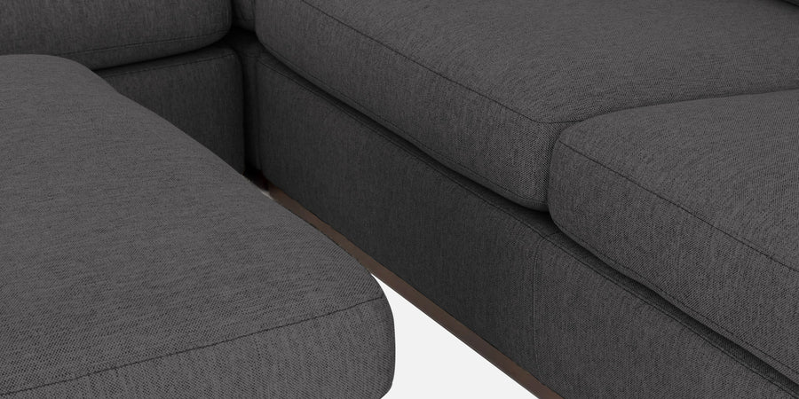 Freedom Velvet 6 Seater Rhs Corner Sofa In Davy Grey Colour With Ottoman - Febonic Living