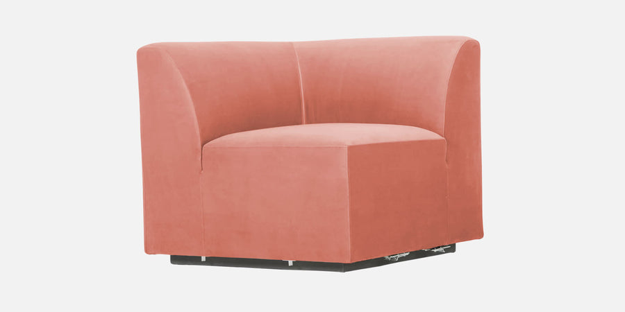 Bufa Velvet Rhs Sectional Sofa In Blush Pink Colour With Ottoman - Febonic Living
