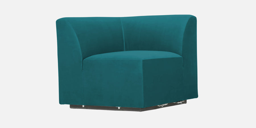 Bufa Velvet Rhs Sectional Sofa In Arabian Green Colour With Ottoman - Febonic Living