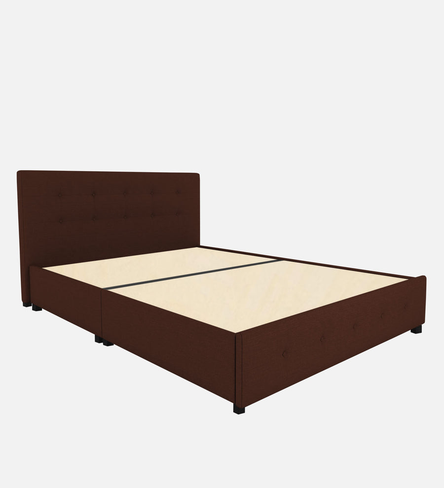 Lido Fabric Upholstered Queen Size Bed In Coffee Brown Colour With Drawer Storage - Febonic Living