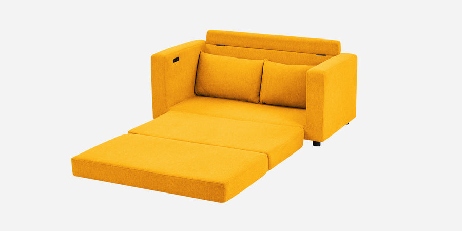 Roman Fabric 3 Seater Foldable Sofa Cum Bed In Bold Yellow Colour With Usb Port - Febonic Living