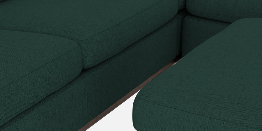 Freedom Velvet 6 Seater Lhs Corner Sofa In Forest Green Colour With Ottoman - Febonic Living