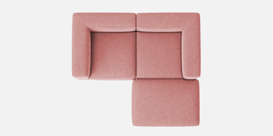 Dora Velvet Lhs Sectional Sofa 2 Ottoman Lounger In Millennial Pink Colour - Febonic Living