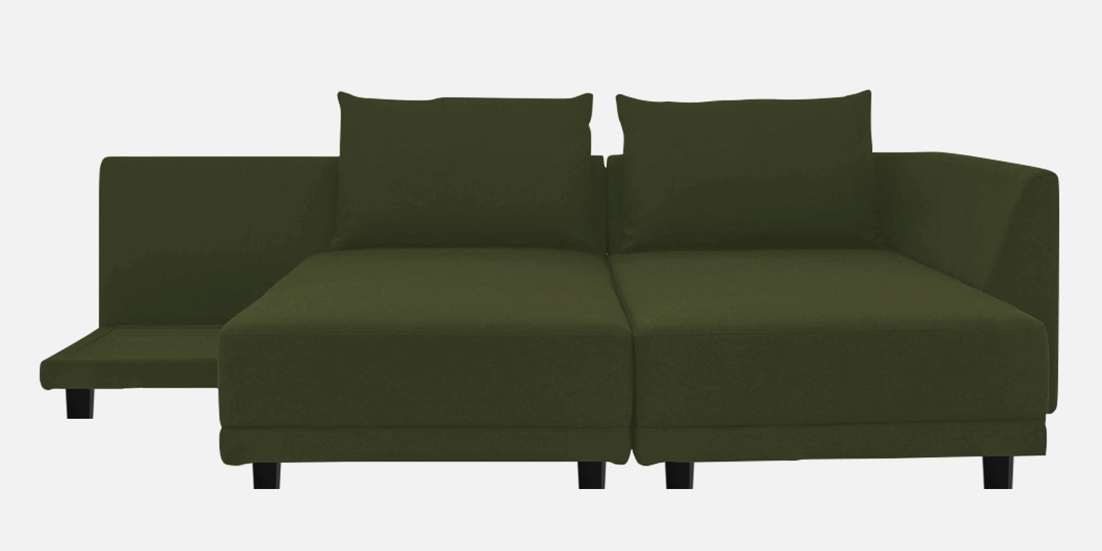 Ira Fabric LHS 6 Seater Sofa Cum Bed In Olive Green Colour