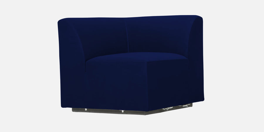 Bufa Velvet Rhs Sectional Sofa In Dark Blue Colour With Ottoman - Febonic Living