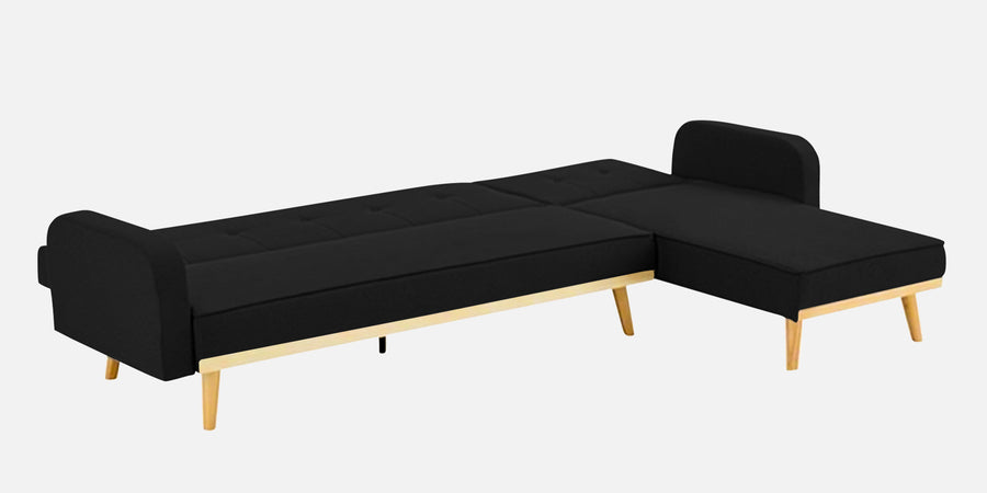 Zuno Fabric Rhs Convertible Sofa Cum Bed In Zed Black Colour - Febonic Living