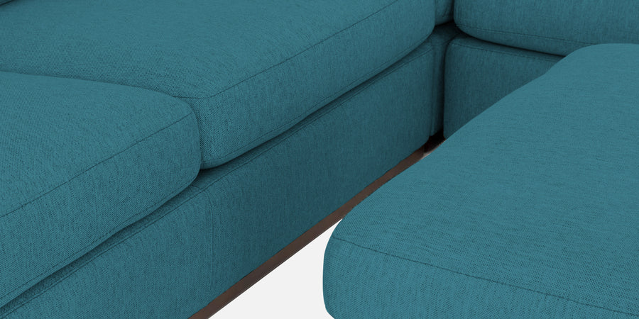 Freedom Velvet 6 Seater Lhs Corner Sofa In Aqua Blue Colour With Ottoman - Febonic Living
