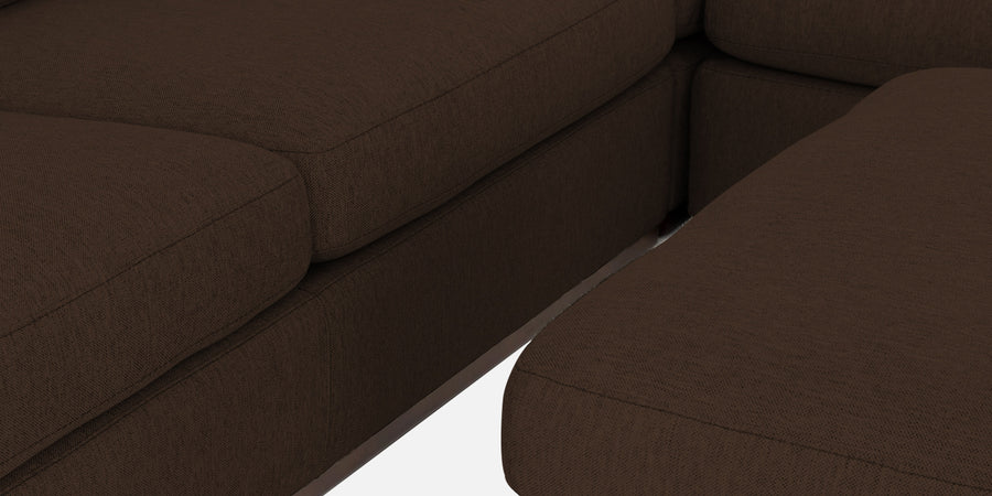 Freedom Velvet 6 Seater Lhs Corner Sofa In Cholocate Brown Colour With Ottoman - Febonic Living