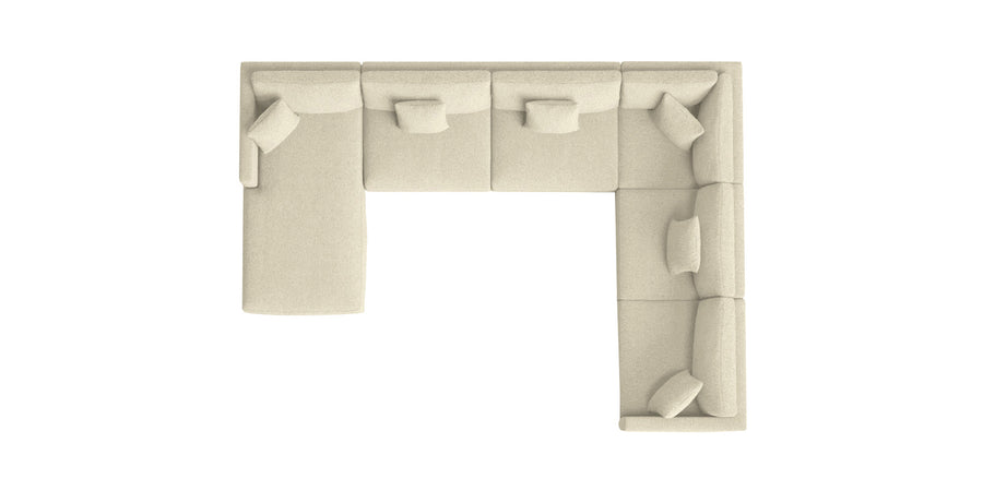 Carlin Fabric Rhs 8 Seater Sectional Sofa In Ivory Beige Colour - Febonic Living